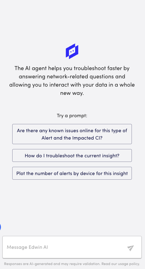 Edwin AI Agent chat window